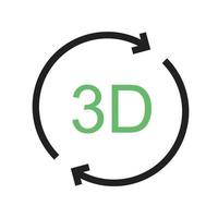 linha de rotação 3d ícone verde e preto vetor