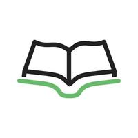 ícone verde e preto da linha do livro aberto vetor