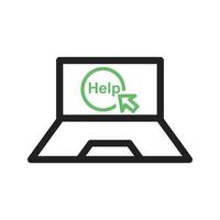 ajuda na linha do laptop ícone verde e preto vetor