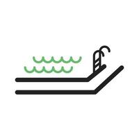 linha de piscina ícone verde e preto vetor