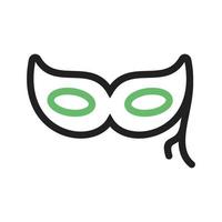 olhos máscara linha ícone verde e preto vetor