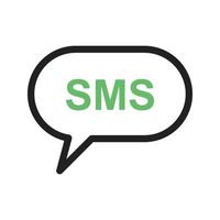 linha de bolha sms ícone verde e preto vetor