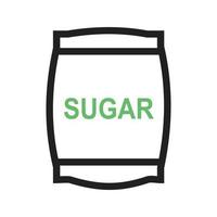 linha de saco de açúcar ícone verde e preto vetor