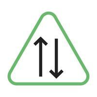 linha de pista em dois sentidos ícone verde e preto vetor