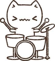 desenho de carvão de baterista de gato vetor