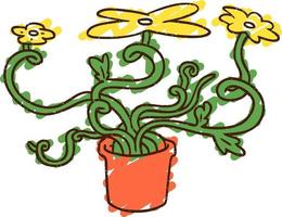 desenho de giz de planta crescida vetor
