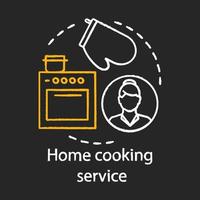 ícone de conceito de giz de serviço de cozinha em casa. ideia de serviço em casa. cozinheiro pessoal. cozinhar refeição. preparação de alimentos. ilustração de lousa isolada em vetor