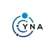 design de logotipo de tecnologia de letra yna em fundo branco. letras iniciais criativas yna conceito de logotipo. design de letra yna. vetor