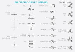 Vetores do símbolo do circuito eletrônico