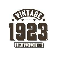 nascido em 1923 aniversário retro vintage, edição limitada vintage 1923 vetor