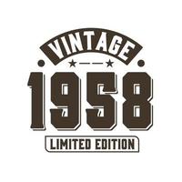 nascido em 1958 aniversário retrô vintage, edição limitada vintage 1958 vetor