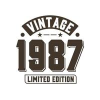 nascido em 1987 aniversário retrô vintage, edição limitada vintage 1987 vetor