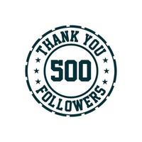 obrigado celebração de 500 seguidores, cartão de felicitações para seguidores de mídia social. vetor