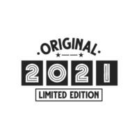 nascido em 2021 aniversário retro vintage, edição limitada original 2021 vetor