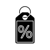 ícone de glifo de rótulo por cento. etiqueta de oferta de desconto. oferta. símbolo de silhueta. espaço negativo. ilustração vetorial isolada vetor
