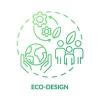 ícone de conceito gradiente verde eco-design. organização sustentável. área de ilustração de linha fina de idéia abstrata de ecologia industrial. desenho de contorno isolado. vetor