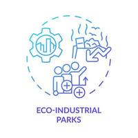 ícone de conceito gradiente azul de parques eco-industriais. reduzindo a poluição. área de ilustração de linha fina de idéia abstrata de ecologia industrial. desenho de contorno isolado. vetor