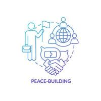 ícone de conceito gradiente azul de construção da paz. relacionamentos construtivos de parceiros. ilustração de linha fina de idéia abstrata de segurança comunitária. desenho de contorno isolado.