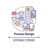 ícone de conceito de design de processo. determinar plano. planejamento social fase abstrata idéia ilustração de linha fina. desenho de contorno isolado. traço editável. vetor