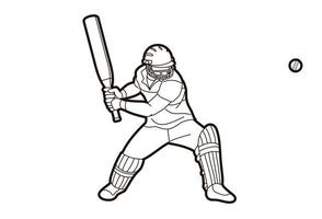 jogador de críquete ação desenho animado esporte vetor
