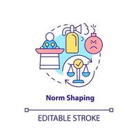 ícone de conceito de moldagem de norma. prevenção de conflitos. ilustração de linha fina de idéia abstrata de segurança comunitária. desenho de contorno isolado. traço editável. vetor