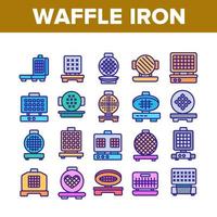 conjunto de ícones de coleção de equipamentos de ferro de waffle vetor