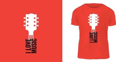 design de camiseta pronto para imprimir música vermelha e branca vetor