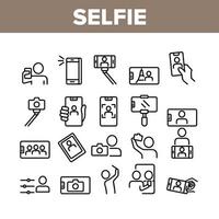 conjunto de ícones de coleção de câmera de foto selfie vetor