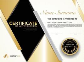 modelo de certificado de diploma cor preta e dourada com luxo e estilo moderno imagem vetorial vetor