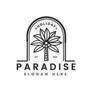 emblema de design de logotipo de palmeira e emblema de verão, palma vintage pode ser usado para serviços de viagens, spas, trópicos e estúdios de beleza vetor