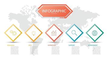 modelo de info-gráfico de negócios de apresentação, modelo de opções de número de infográficos abstratos, usado para web design, opções de etapa de negócios, banner. ilustração vetorial vetor