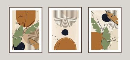 abstrato moderno deixa fundo de arte de linha com diferentes formas para decoração de parede, cartão postal ou design de capa de brochura. desenho vetorial vetor