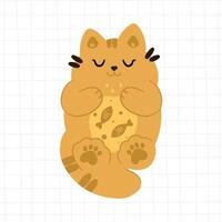 gato bonito come peixe. ilustração de ícone do vetor dos desenhos animados do bebê. conceito isolado de ícone de comida para animais de estimação. estilo cartoon plana para chá de bebê, loja de bebê, livros