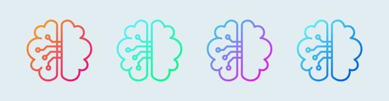 ícone de linha do cérebro em cores gradientes. mente humana assina ilustração vetorial. vetor