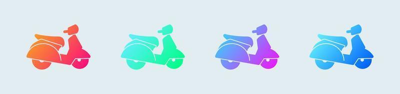 ícone sólido de scooter em cores gradientes. motocicleta assina ilustração vetorial. vetor