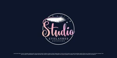 design de logotipo de extensão de cílios elegante para estúdio de maquiagem de beleza com vetor premium de elemento criativo