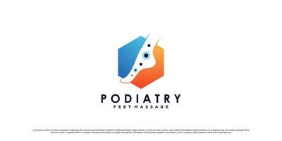 design de logotipo de massagem de pés de podologia com conceito de tornozelo e vetor premium de elemento criativo