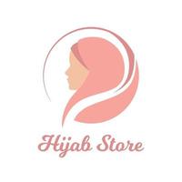 mulher muçulmana vestindo hijab. símbolo de vetor de design de logotipo de moda. modelo de logotipo de cachecol para loja, loja, impressão.