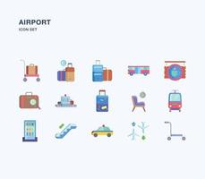 conjunto de ícones plana de aeroporto e aviação