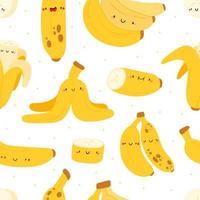 padrão de vetor sem costura bonito com bananas diferentes. textura de frutas de verão em um fundo branco