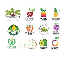 conjunto de logotipo de frutas e legumes para compras ilustração stock