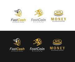 conjunto de designs de logotipo de moeda rápida conceito vetor dinheiro digital em dinheiro