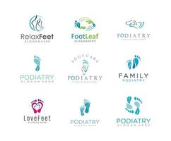 coleção de modelo de design de conjunto de logotipo de cuidados com os pés e podologia vetor