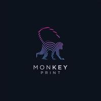 personagem de vetor de design de logotipo de impressão digital de macaco moderno