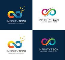 conjunto de logotipo infinito ilimitado com estoque de vetor de design gradiente de cor ilimitado