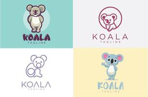 conjunto de design de ilustração vetorial de design de logotipo de coala vetor