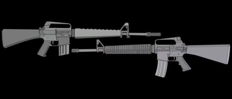 conjunto de estilo vetorial de armas de fogo, arma de tiro, ilustração de arma, linha vetorial, ilustração de arma, arma moderna, conceito militar, pistola para treinamento