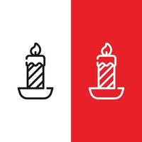 ícone de vetor de vela de natal de natal no estilo de contorno