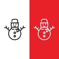 ícone de vetor de boneco de neve de natal no estilo de contorno