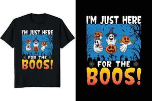 eu só estou aqui para as vaias design de t-shirt de ilustração vetorial de halloween com vaias de fantasmas de abóbora vetor